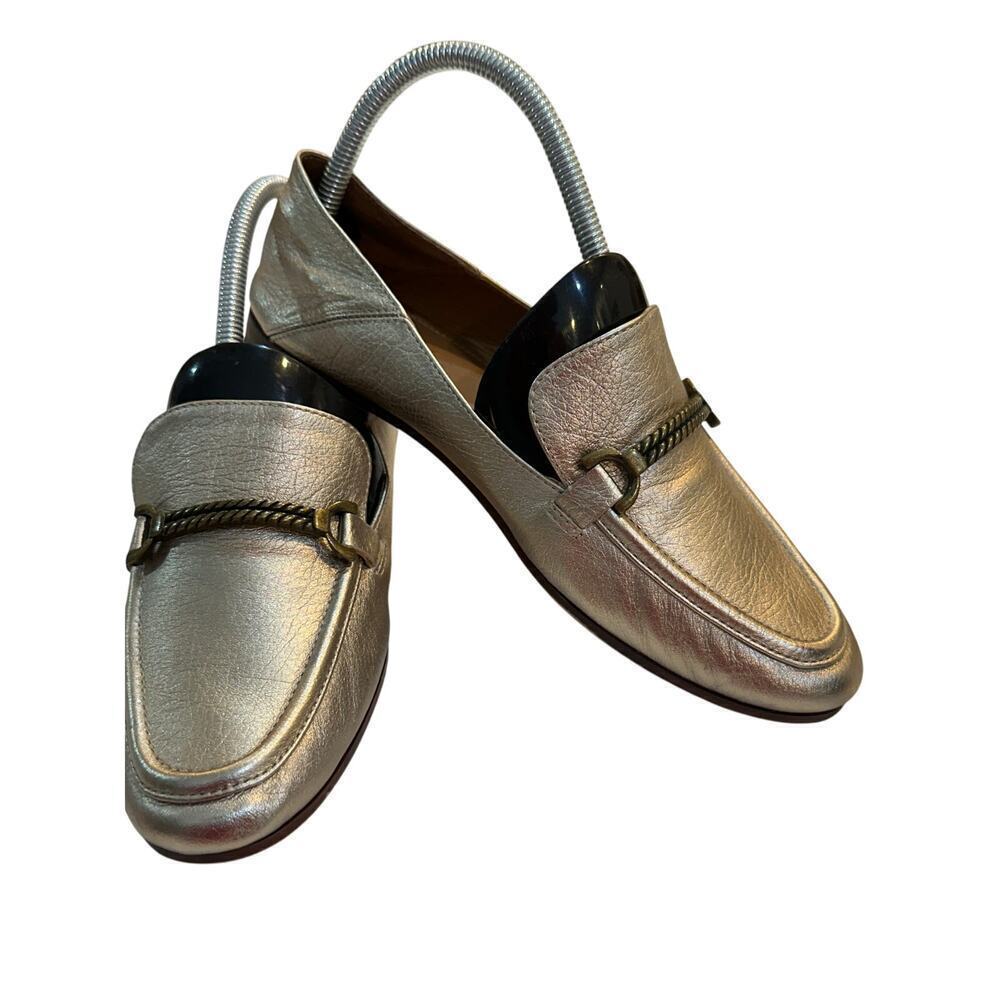 Patricia Nash Women's Gold Leather Fia Close Toe Slip On Loafer Shoes Size 8